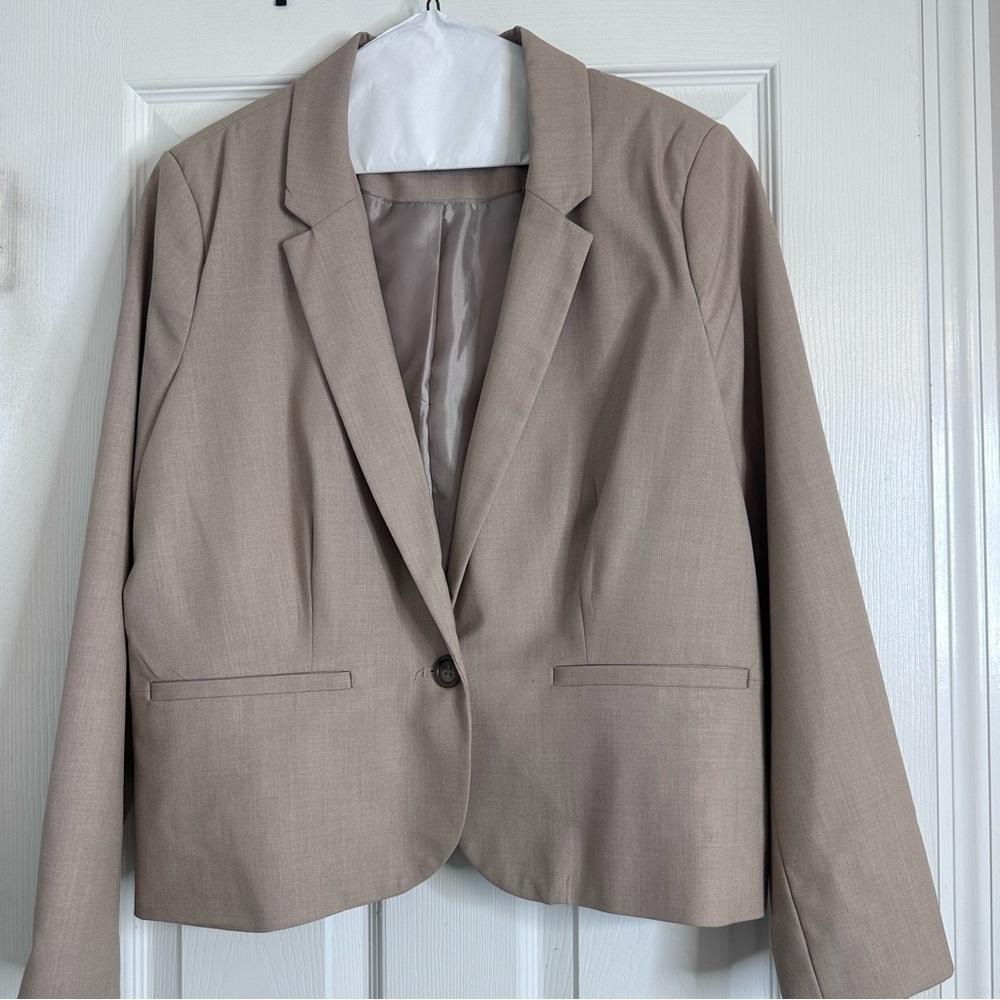 Worthington Khaki One-Button Blazer Women's Size XL Petite
